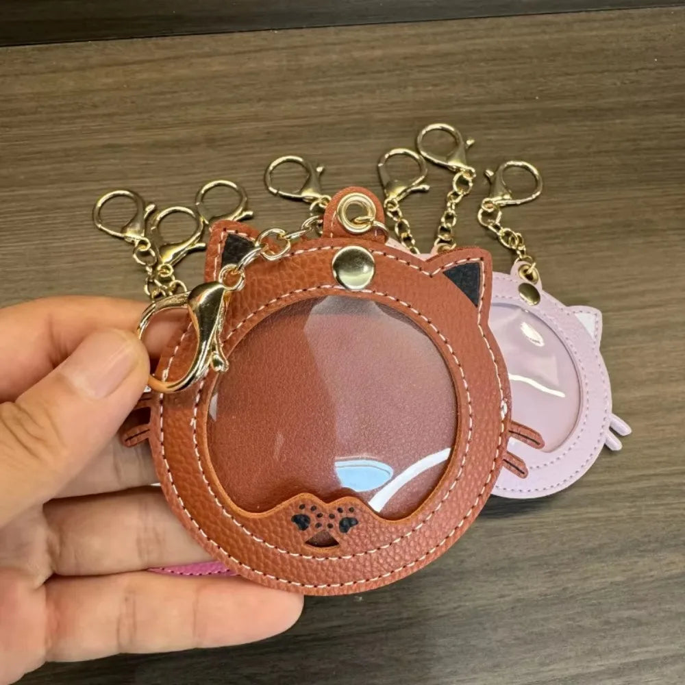 Cat Cute Keychain Women Leatherwear Keyring Car Moto Key Chain Ring Pendant Ring Anime for Bag Pendant Female Photo Gift