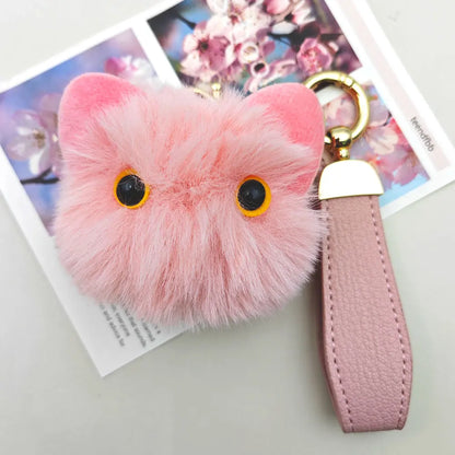 Lovely Plush Cat Doll Keychain Custom Name Cartoon Toy Keyring Pendant Bag Decor Hairball Big-eyed Kawaii Key Chain Ring Gift
