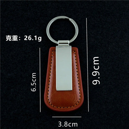 Custom LOGO Name Metal Leather Keychain Car Moto Keyring Motorcycle Pendant Key Chain Ring Gift