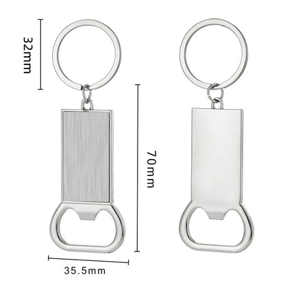 Creative Custom Laser Logo Name Keyring Metal Beer Bottle Opener Keychain Practical Printing Activity Bar Ad Key Ring Chain Gift