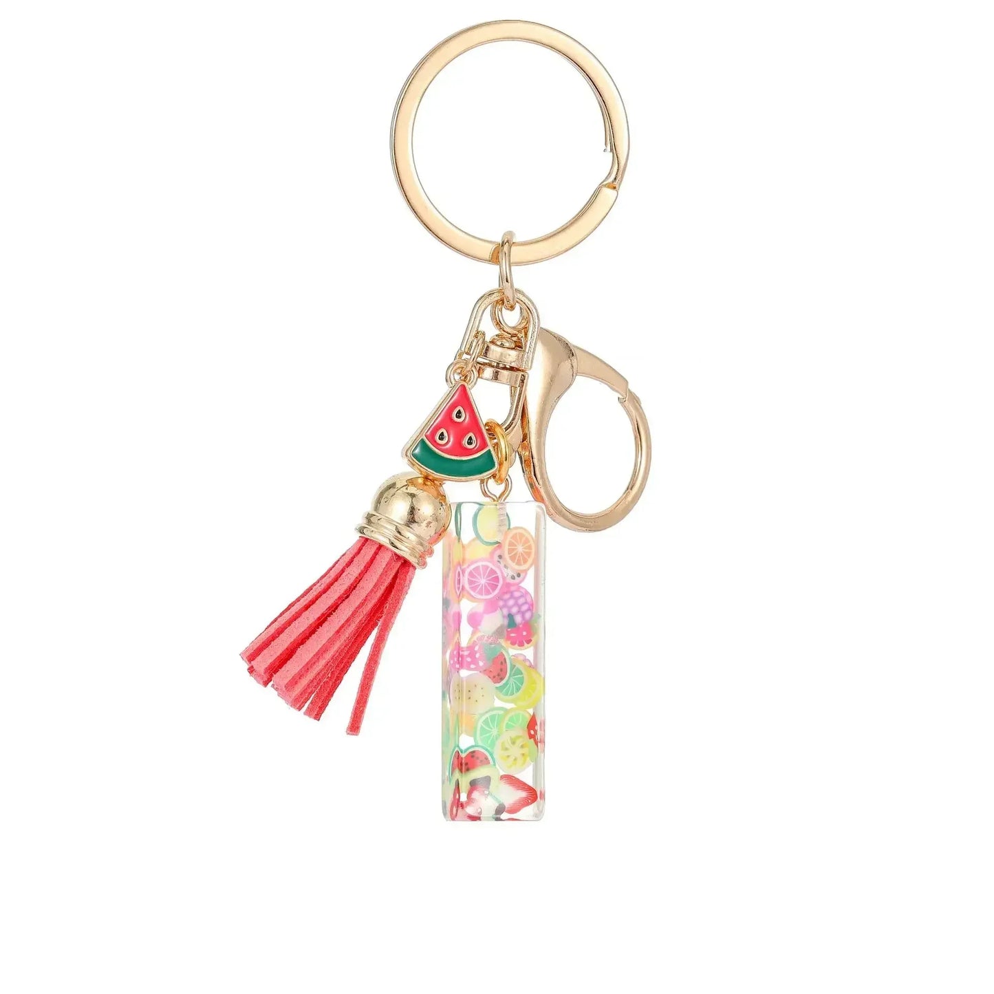 Personalized A-Z Key Ring Buckle Chains Y2k New Fruit Resin Keychain 26 Letter Pendant Fresh Cute Keyring Alphabet Initial Gift