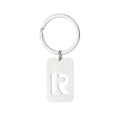New Creative Hollowed Out 26 Letter Keychain Brushed Military Brand Pendants  Key Ring Buckle Chains Car Motorcyler Keyring Gift