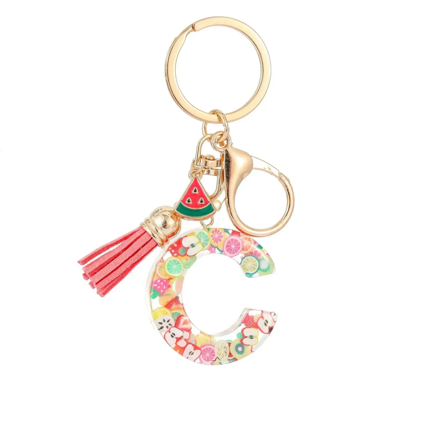 Personalized A-Z Key Ring Buckle Chains Y2k New Fruit Resin Keychain 26 Letter Pendant Fresh Cute Keyring Alphabet Initial Gift