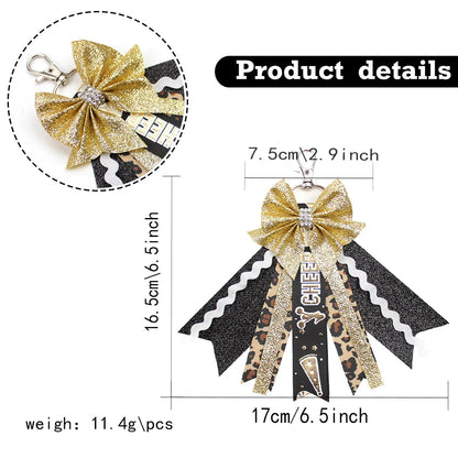 Originality Silk Ribbon Cloth Butterfly Keychain Flower Cheerleaders Keyring for Woman Pendant Backpack Key Ring Chain Gift