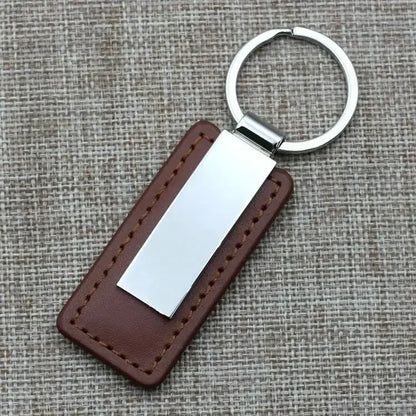 Metal Stainless Steel Leather Car Moto Keychain Men and Women Keyring Custom Laser Engraving Name Logo Key Chain Ring Gift