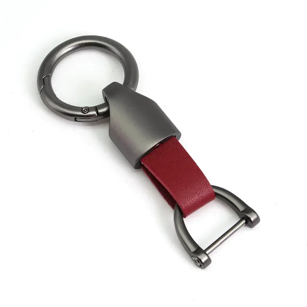 New Fashion Personalized Custom Logo Name Metal Waist Hanging KeyChain Leather Keyring Men Women Key Chain Buckle Ring Gift