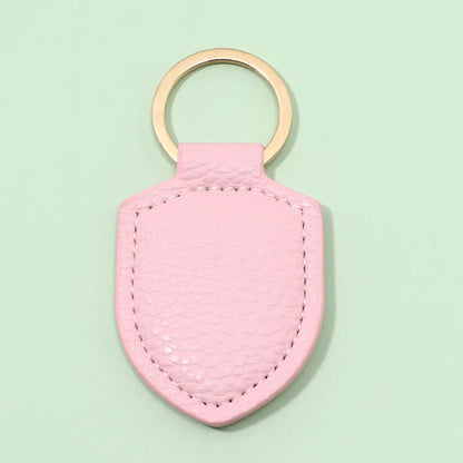 Personalized Shield Leather Keychain Custom Logo Name Commercial Creative Pendant Keyring Car Motorcycle  Key Chain Ring Gift