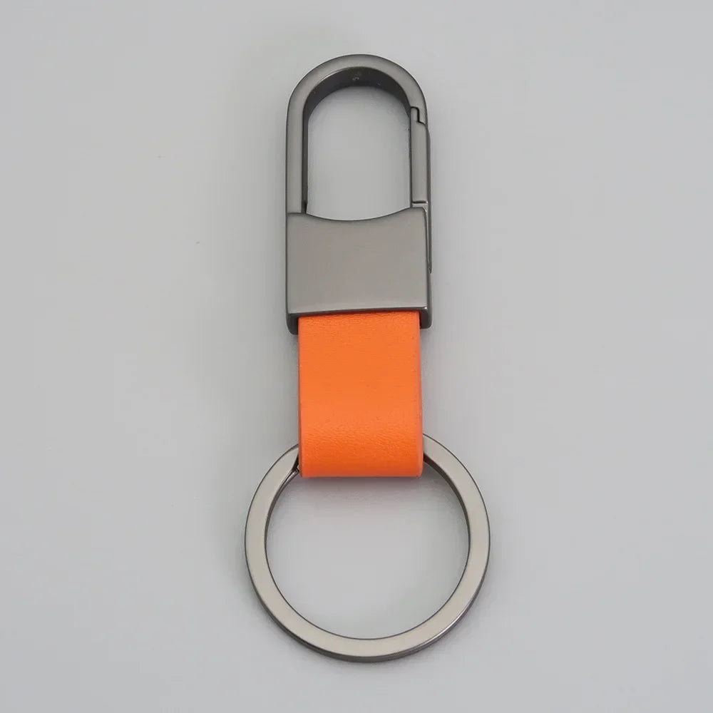 Custom Logo Name Simplicity Matte Finish Metal Leather Keychain with Laser Engraved Keyring Key Ring Chains  Creative for Gif