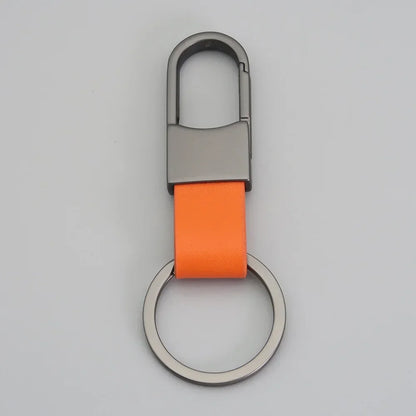 Custom Logo Name Simplicity Matte Finish Metal Leather Keychain with Laser Engraved Keyring Key Ring Chains  Creative for Gif