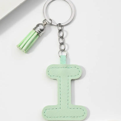 Popular A-Z Color Tassels Keychain 26 Letter Keyring Backpack Pendant Key Ring Buckle Chains for Car Moto Gift