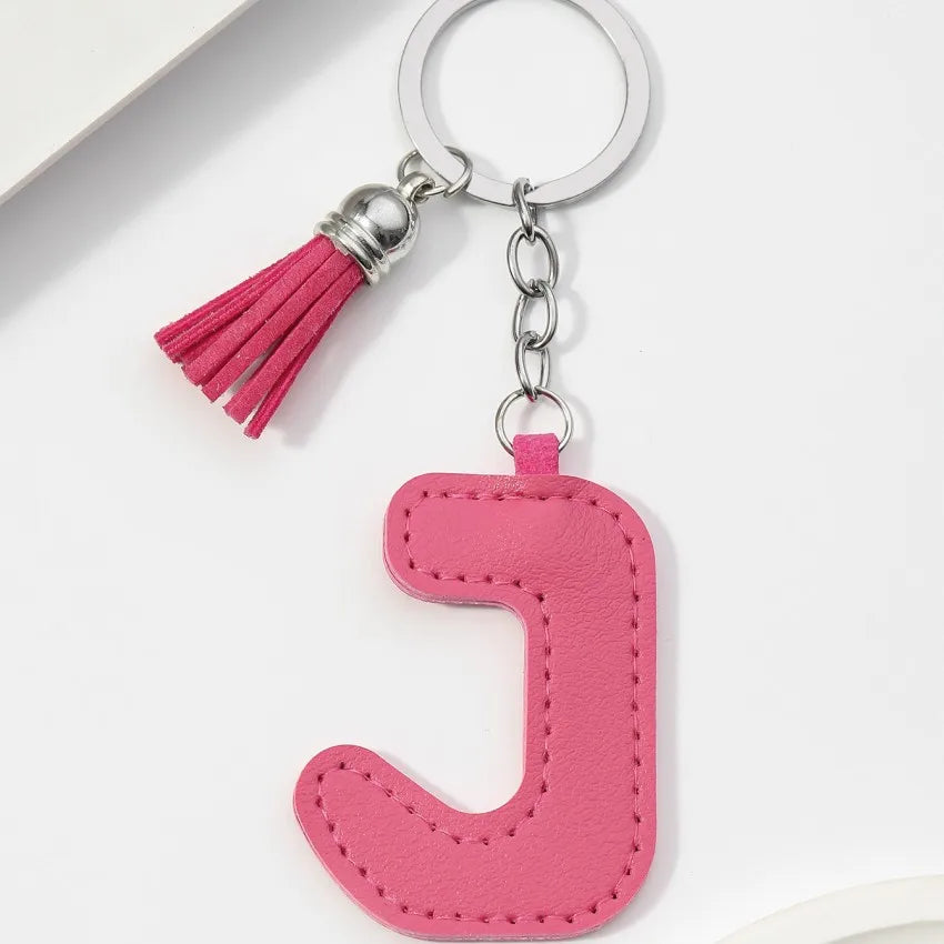 Popular A-Z Color Tassels Keychain 26 Letter Keyring Backpack Pendant Key Ring Buckle Chains for Car Moto Gift