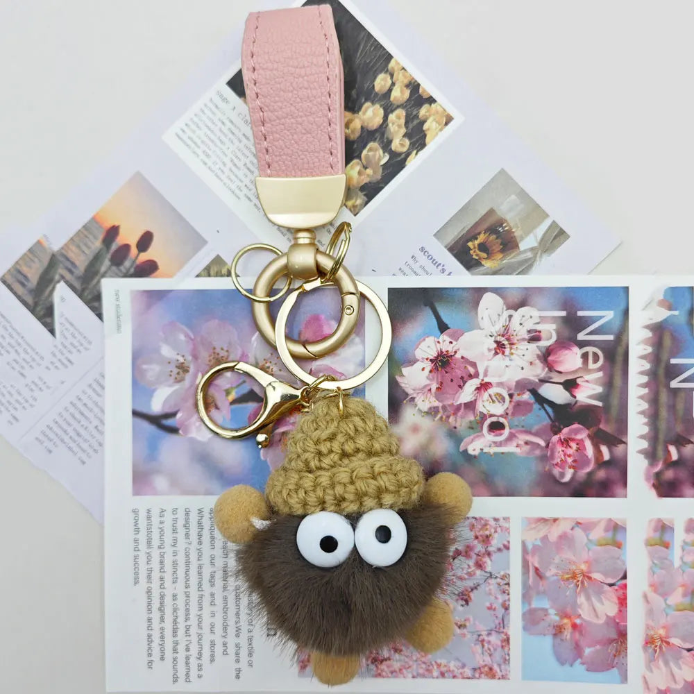 Kawaii Mink Fur Lanyard Custom Name Keychain Cute Briquettes Fluffy Keyring Fairy Toy Key Chain Ring Mini Plush Gift