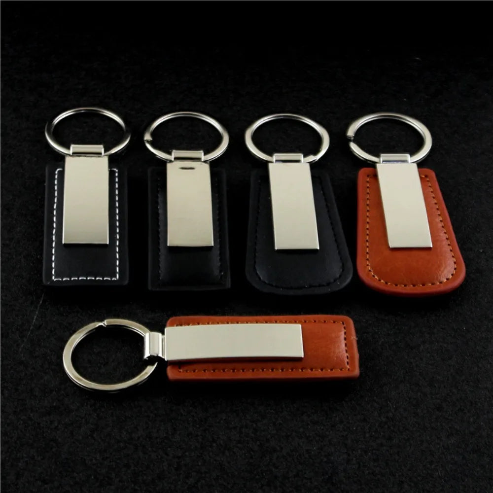 Custom LOGO Name Metal Leather Keychain Car Moto Keyring Motorcycle Pendant Key Chain Ring Gift