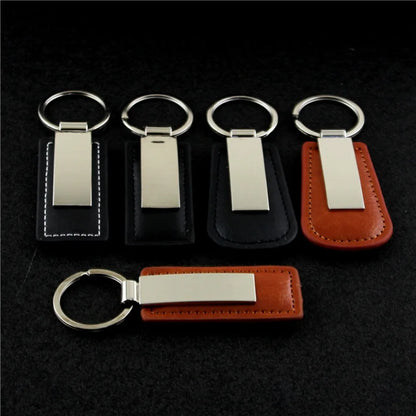 Custom LOGO Name Metal Leather Keychain Car Moto Keyring Motorcycle Pendant Key Chain Ring Gift