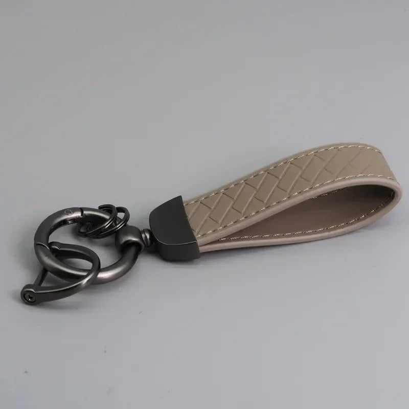 Creative Trendy Pendant Leather Keychain Accessories Net-like Metal Keyring Custom Name Text Logo Car Moto Key Chain Ring Gift