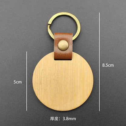 Custom Logo Name Wood Leather Keychain Shield House Circle Rectangle Keyring Key Chain Ring Individualization Originality Gift