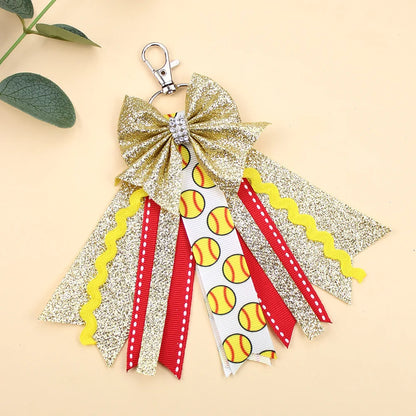 Originality Silk Ribbon Cloth Butterfly Keychain Flower Cheerleaders Keyring for Woman Pendant Backpack Key Ring Chain Gift