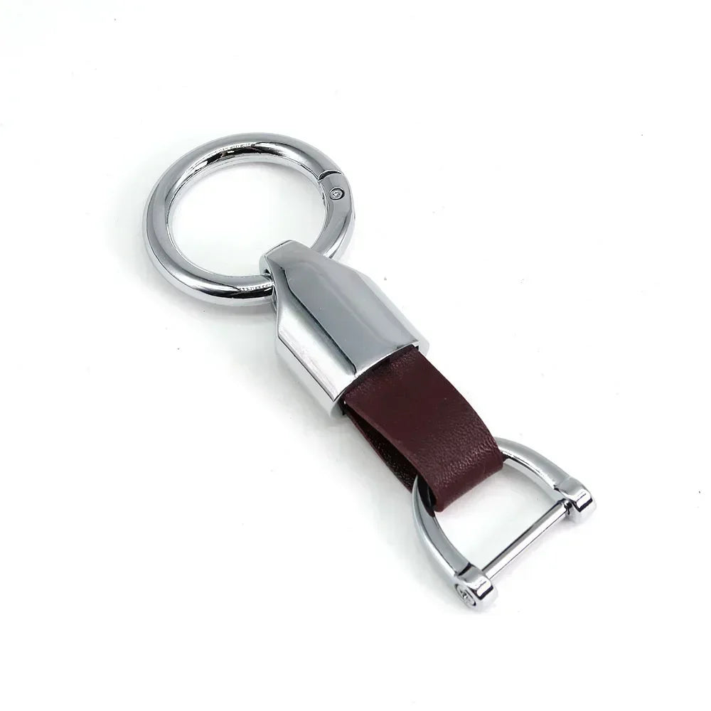 New Fashion Personalized Custom Logo Name Metal Waist Hanging KeyChain Leather Keyring Men Women Key Chain Buckle Ring Gift
