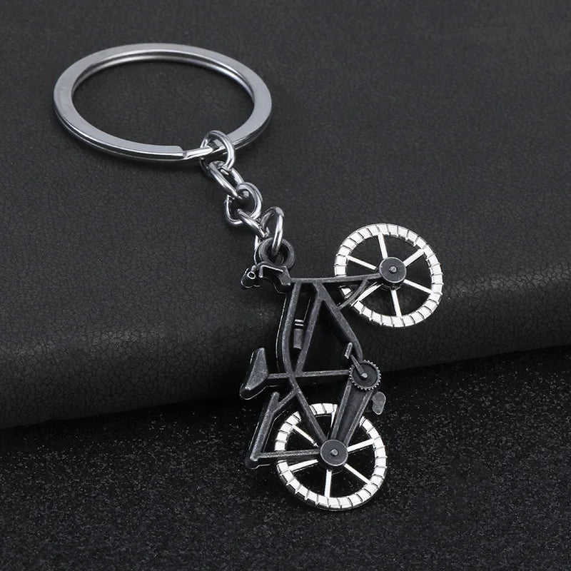 Metal 3D Three-dimensional Keychain Bicycle Backpack Originality Personalization Keyring Adventure Badge Key Chain Ring Gift