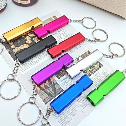 Portable EDC Whistle Emergency Survival Keychain Dual Frequency Survival Keyring Outdoor Camping Hiking Key Chain Ring Gift