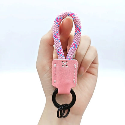 New Leather Braid Rope Keychain Personalized Custom Name Engrave Keyring Anti-lost with Handmade Car Pendant Key Chain Ring Gift