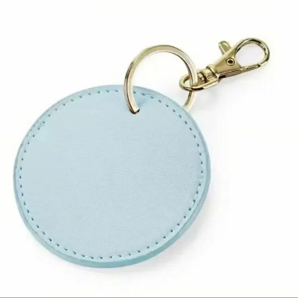 Custom LOGO Name Personalized Round Leather Keychain Clip UV Printing Color Key Ring Chain Carving Pendant Bag Keyring Gift