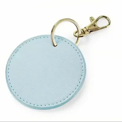 Custom LOGO Name Personalized Round Leather Keychain Clip UV Printing Color Key Ring Chain Carving Pendant Bag Keyring Gift