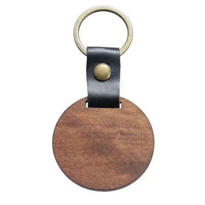 Custom LOGO Name Creative Engraving Wood DIY Keychain Spade Man Woman Key Chain Ring Pendant Metal Car Moto Keyring Leather Gift