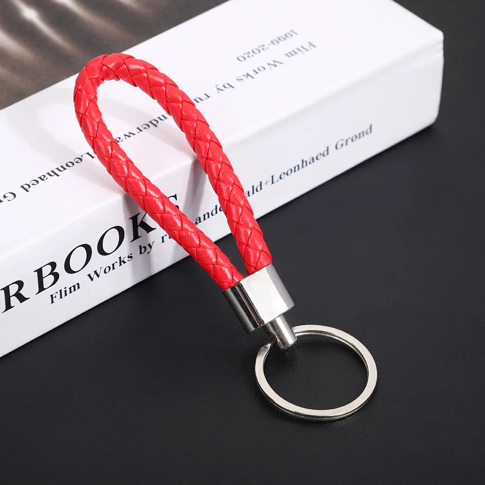 Originality PU Leather Metal Organization Rope Keychain Personality Custom Name Text Keyring Car Moto Key Ring Chain Gift