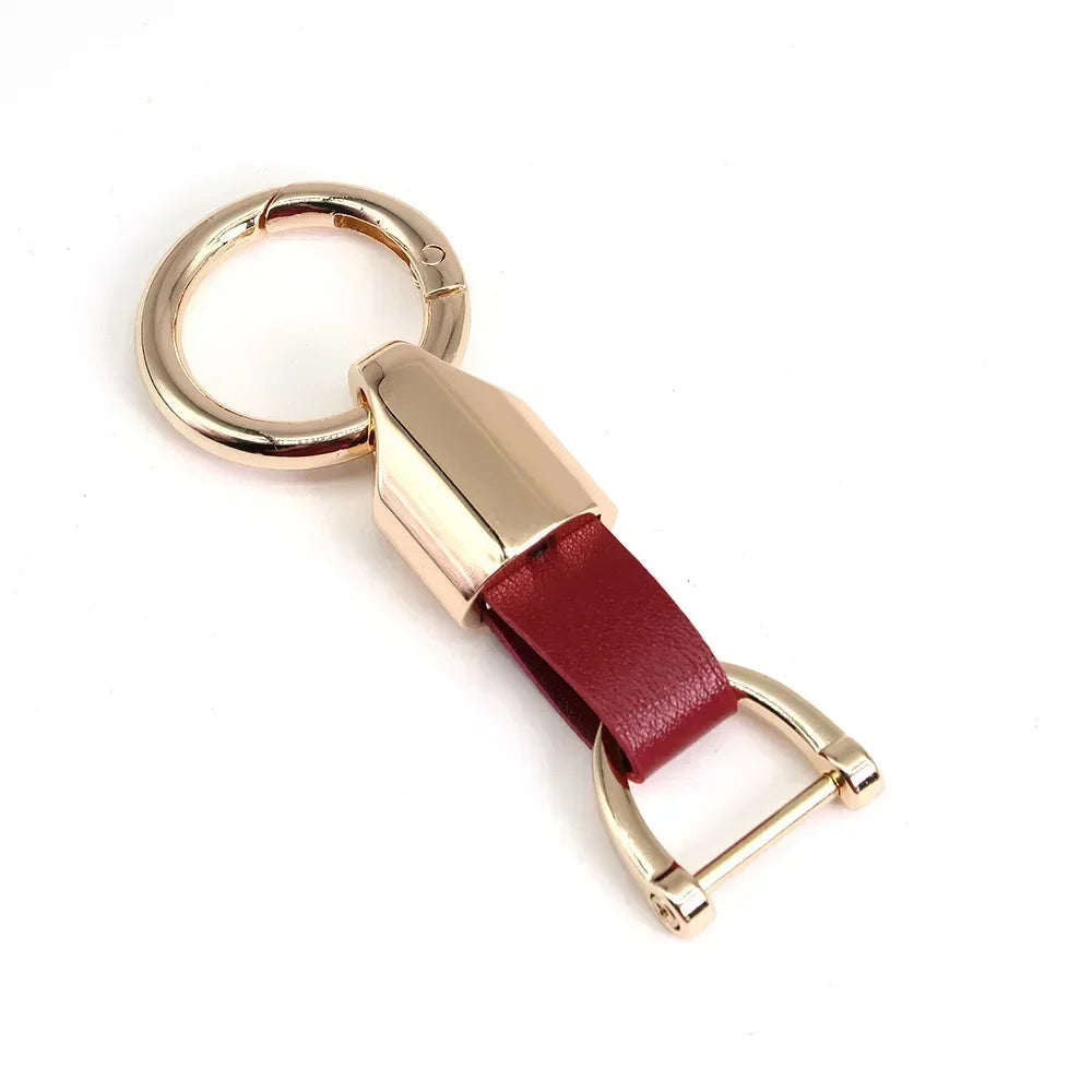 New Fashion Personalized Custom Logo Name Metal Waist Hanging KeyChain Leather Keyring Men Women Key Chain Buckle Ring Gift