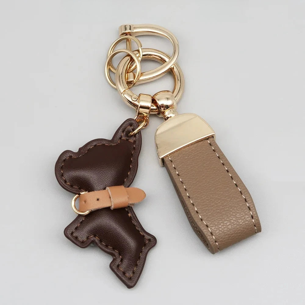 Custom Name Metal Leather Dog Keychain Pendant Moto Car Keyring Laser Engrave Text Cartoon Key Ring Chain Gift