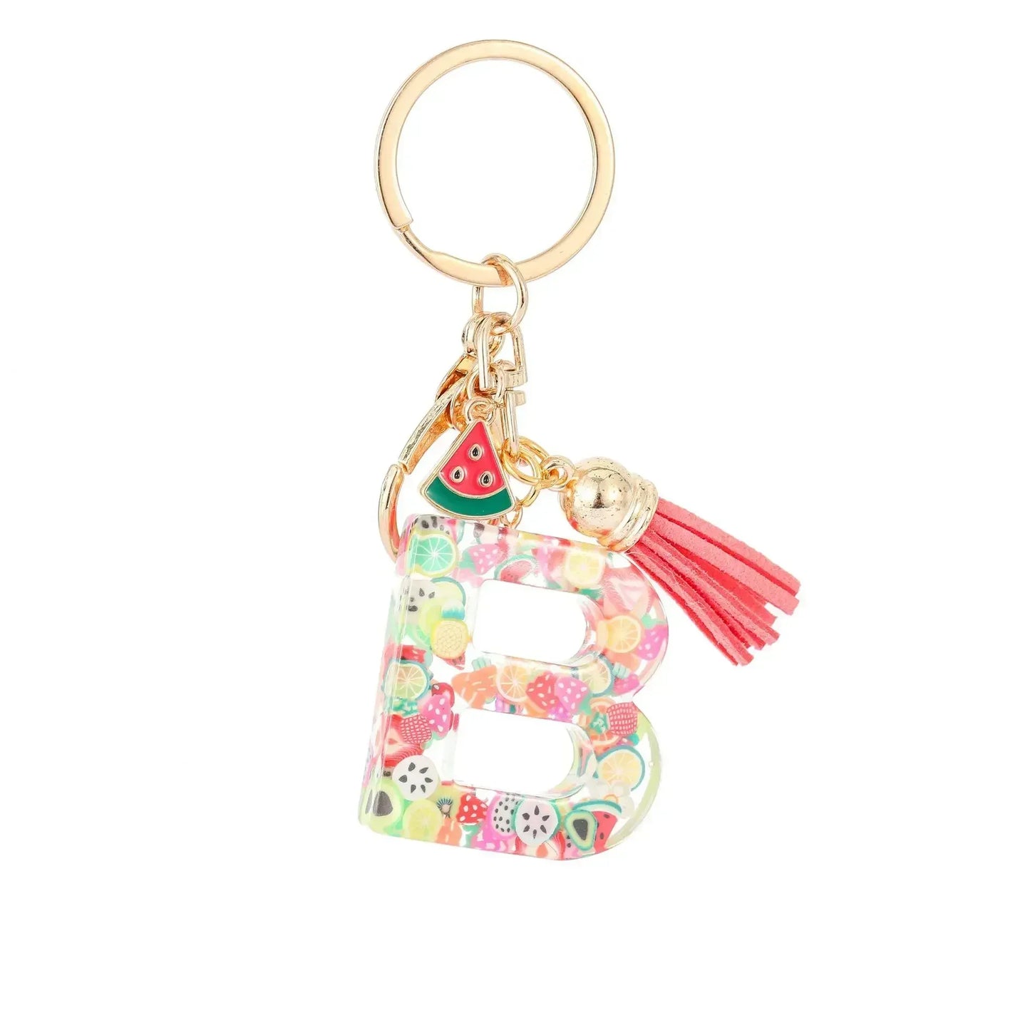 Personalized A-Z Key Ring Buckle Chains Y2k New Fruit Resin Keychain 26 Letter Pendant Fresh Cute Keyring Alphabet Initial Gift