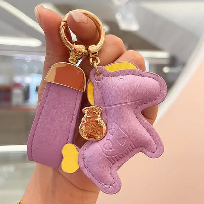 Custom Laser Engraving Name Originality Cowhide Metal Pony Multi Color Keychain Car Moto Keyring Key Ring Buckle Chains Gift
