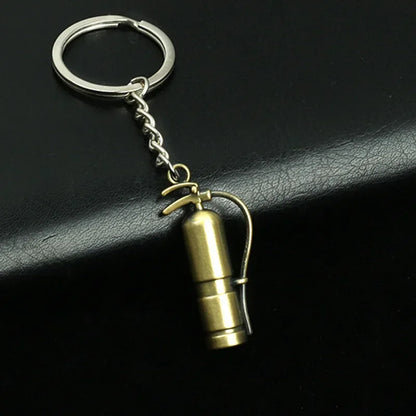 Custom Logo Mini Extinguisher Keychain Creative Metal Fire Fire Fighting Gift Key Chain Car Laser Engraving for Men Lover Gift