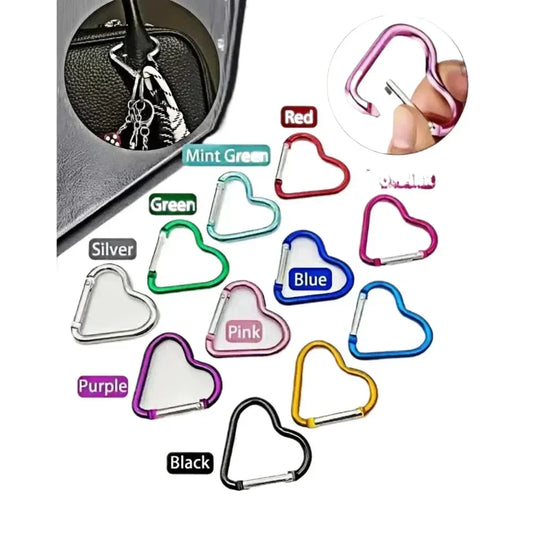 5PCS Heart Shaped Metal Carabiner Keychain Carabiner Outdoor Climbing Camping Key Ring Multi Travel Kit Hook Hanging Keyring