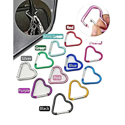 5PCS Wholesale Heart Shaped Metal Carabiner Keychain Carabiner Outdoor Key Ring Buckle Multi Travel Kit Hook Hanging Keyring