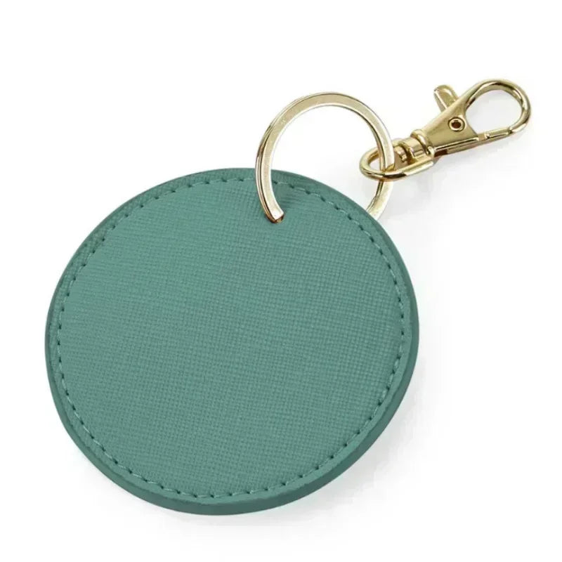 Custom LOGO Name Personalized Round Leather Keychain Clip UV Printing Color Key Ring Chain Carving Pendant Bag Keyring Gift