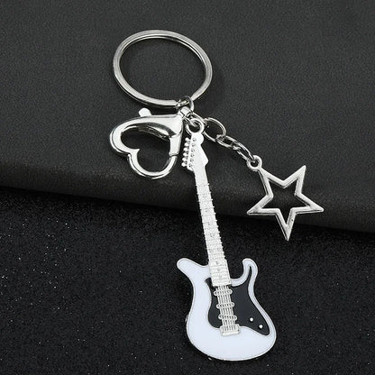 Creative Music Enthusiast Metal Cute Keychain Bass Guitar Pendant Key Ring Accessories Personalized Keyring Lover Small Gift