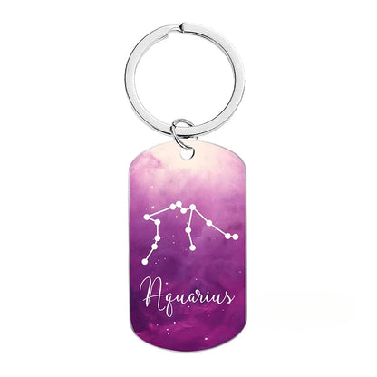 New Custom Text Name Metal Stainless Steel Keychain Car Moto Constellation Keyring Motorcycle Pendant Key Chain Ring Gift