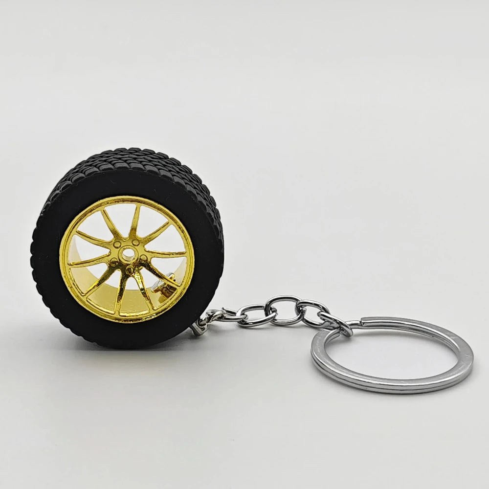 Auto Parts Mini Rims Keychain Creative Turbo Hub Keyring Pendant Car Model Fans Key Chain Ring Tire Wheels for Men Women Gift