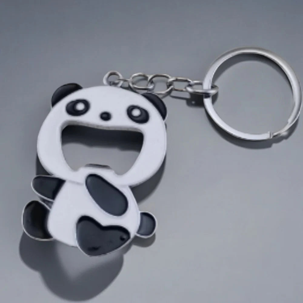 Panda Portable Beer Soda Bottle Opener Keychain Creative Metal Buckle Personality Keyring Cute Backpack Key Chain Ring Mini Gift