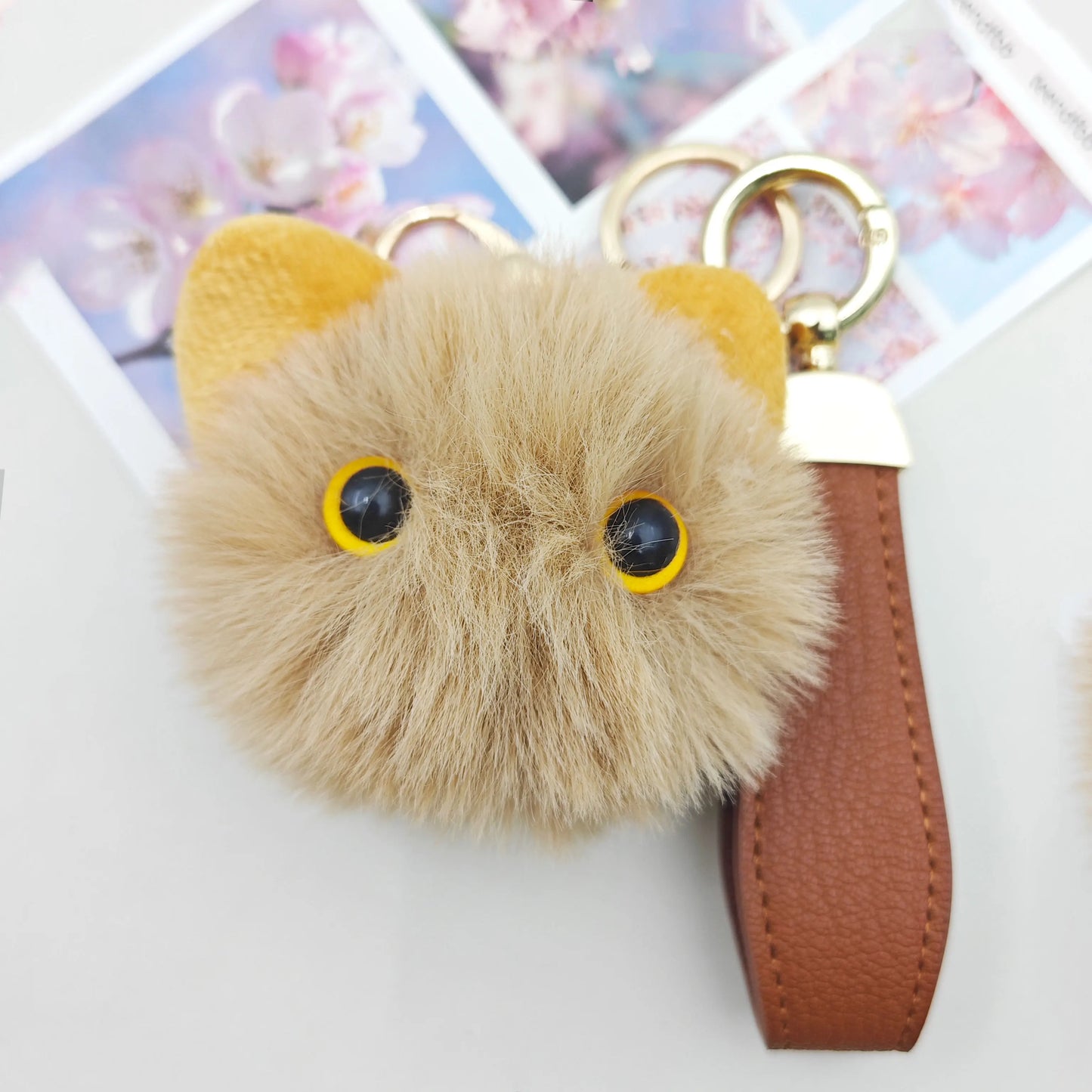 Lovely Plush Cat Doll Keychain Custom Name Cartoon Toy Keyring Pendant Bag Decor Hairball Big-eyed Kawaii Key Chain Ring Gift