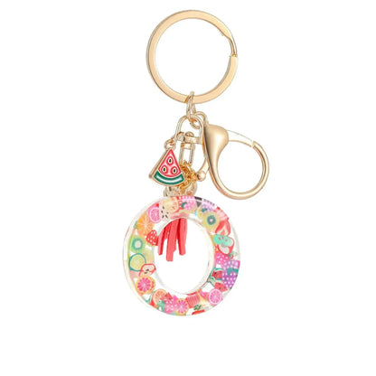Personalized A-Z Key Ring Buckle Chains Y2k New Fruit Resin Keychain 26 Letter Pendant Fresh Cute Keyring Alphabet Initial Gift