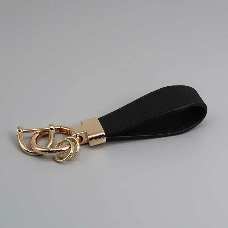 Custom Logo Name Luxury Genuine Leather Keychain Plaid  Colors Women Men Keyring Black Buckle Car Moto Key Ring Chain Gift