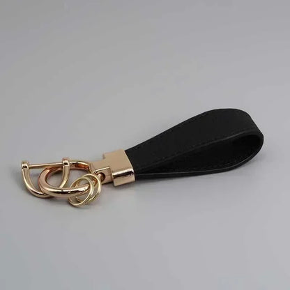 Custom Logo Name Luxury Genuine Leather Keychain Plaid  Colors Women Men Keyring Black Buckle Car Moto Key Ring Chain Gift