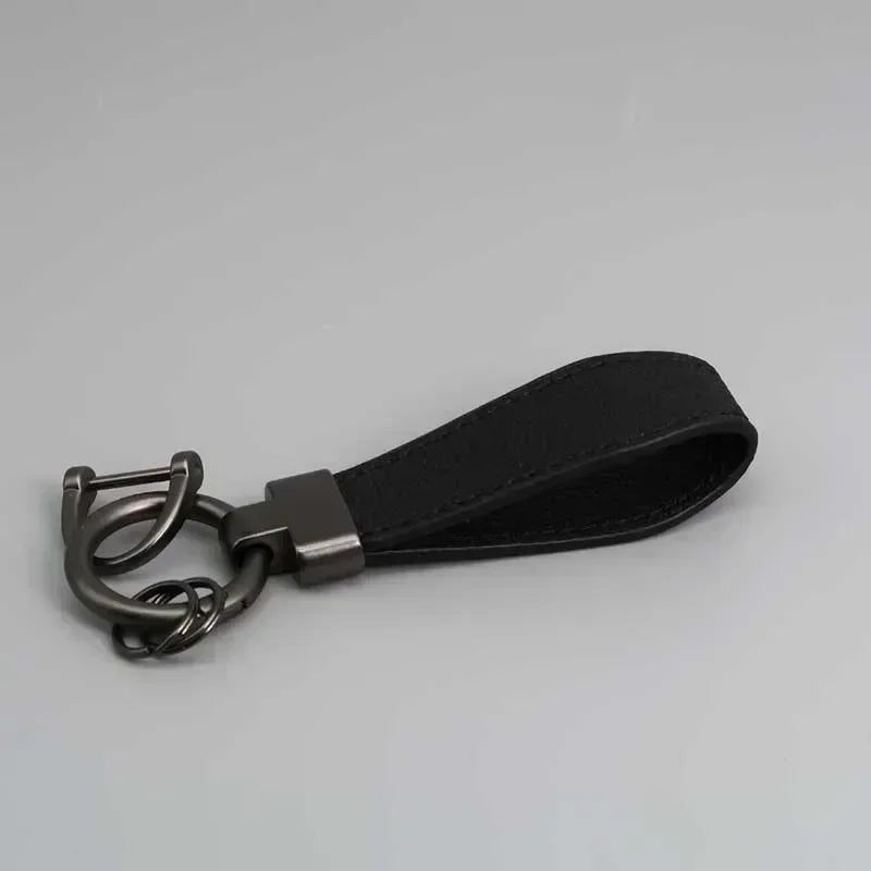 Custom Logo Name Luxury Genuine Leather Keychain Plaid  Colors Women Men Keyring Black Buckle Car Moto Key Ring Chain Gift