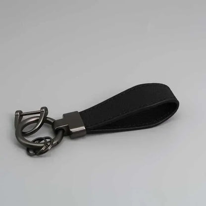 Custom Logo Name Luxury Genuine Leather Keychain Plaid  Colors Women Men Keyring Black Buckle Car Moto Key Ring Chain Gift