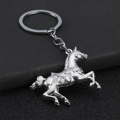 Personalization Originality Keychain 3D Three-dimensional War-horse Pendant Keyring Backpack Metal Badge Key Chain Ring Gift