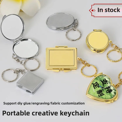 Custom  LOGO Name Metal Stainless Steel Mirror Keychain Love Core Heart Keyring for Woman Pendant Key Ring Chain Gift