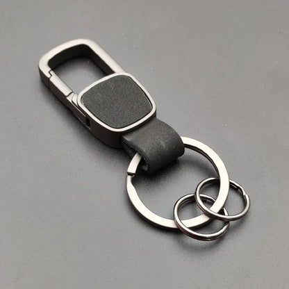 Fashion Frosted Leather Keychains Car Key Chain Ring Custom Logo Name Waist Hanged Holder Business for Men Women Keyring Gift